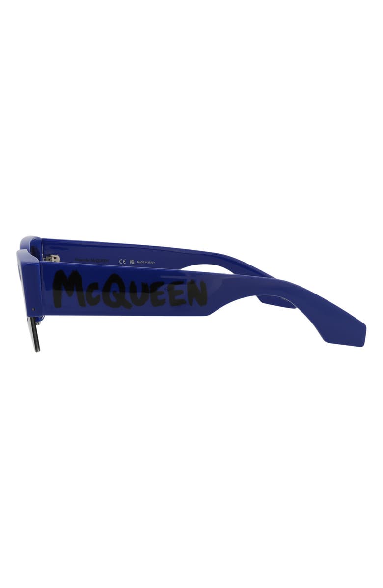 McQueen 54mm Rectangle Sunglasses, Alternate, color, Blue Blue Silver