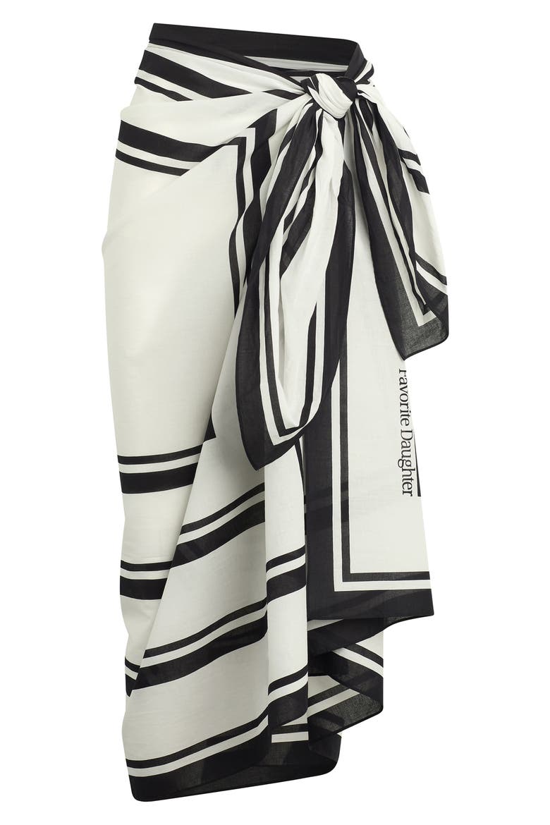 The Geo Print Pareo Cotton Scarf, Alternate, color, BLACK/ WHITE