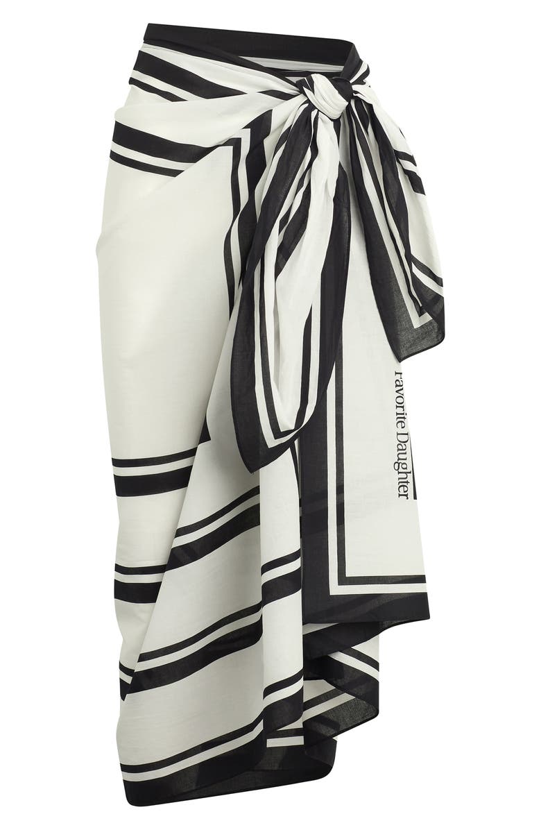 Favorite Daughter The Geo Print Pareo Cotton Scarf, Alternate, color, Black/ White
