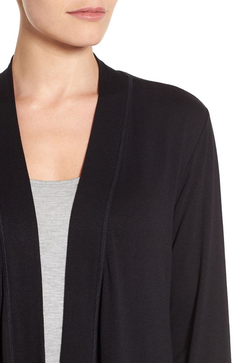 Bobeau Exposed Topstitch Cardigan, Alternate, color, Black