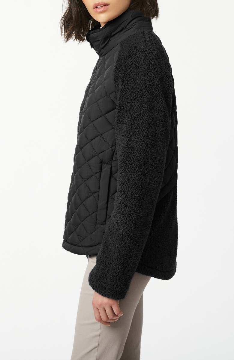 Bernardo Mixed Media Quilted Faux Fur Jacket, Alternate, color, Black