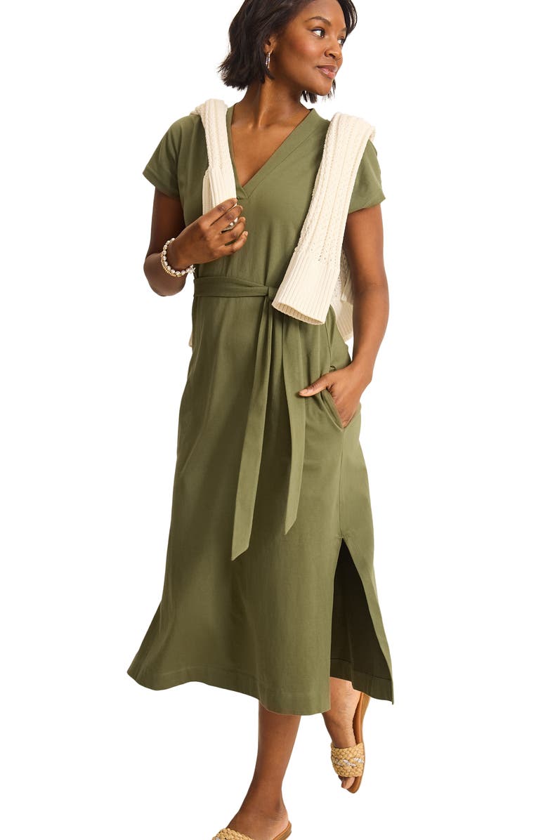 Tommy Bahama Islandscape Cotton Jersey Midi Dress, Alternate, color, Dark Fern