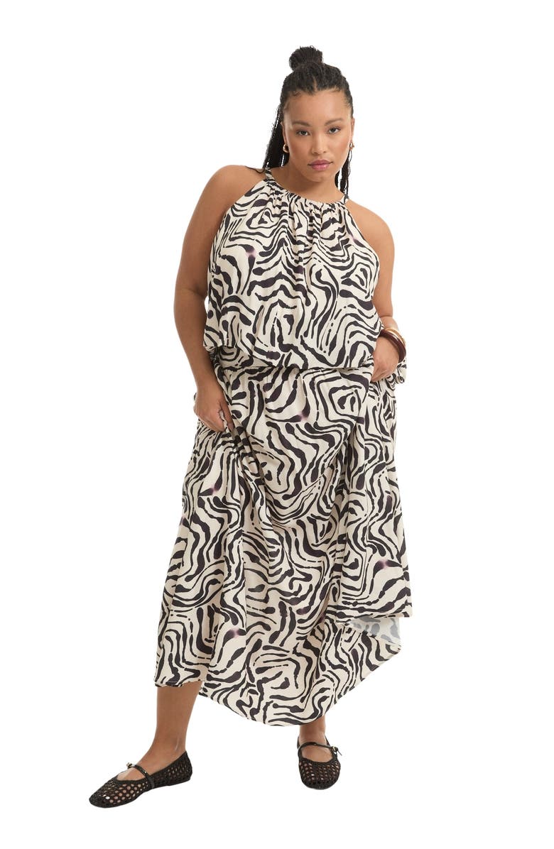 June + Vie Patterned Cropped Halter Top, Main, color, Painted Zebra