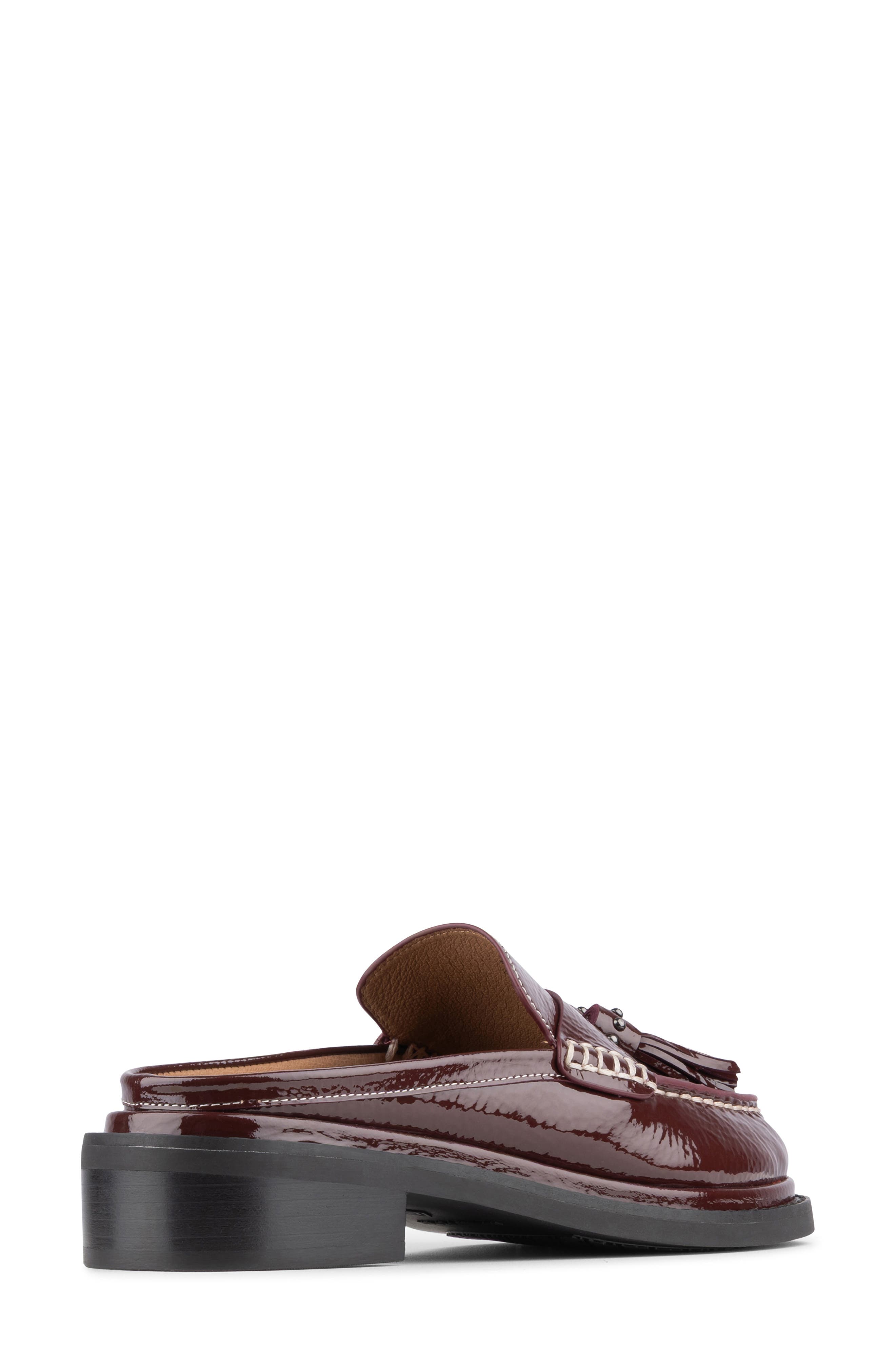 Bambie Leather Tassel Loafer Mule, Alternate, color, BORDEAUX