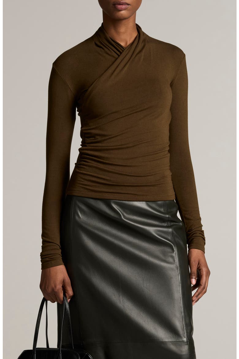 Long Sleeve Knit Wrap Top, Main, color, CYPRESS