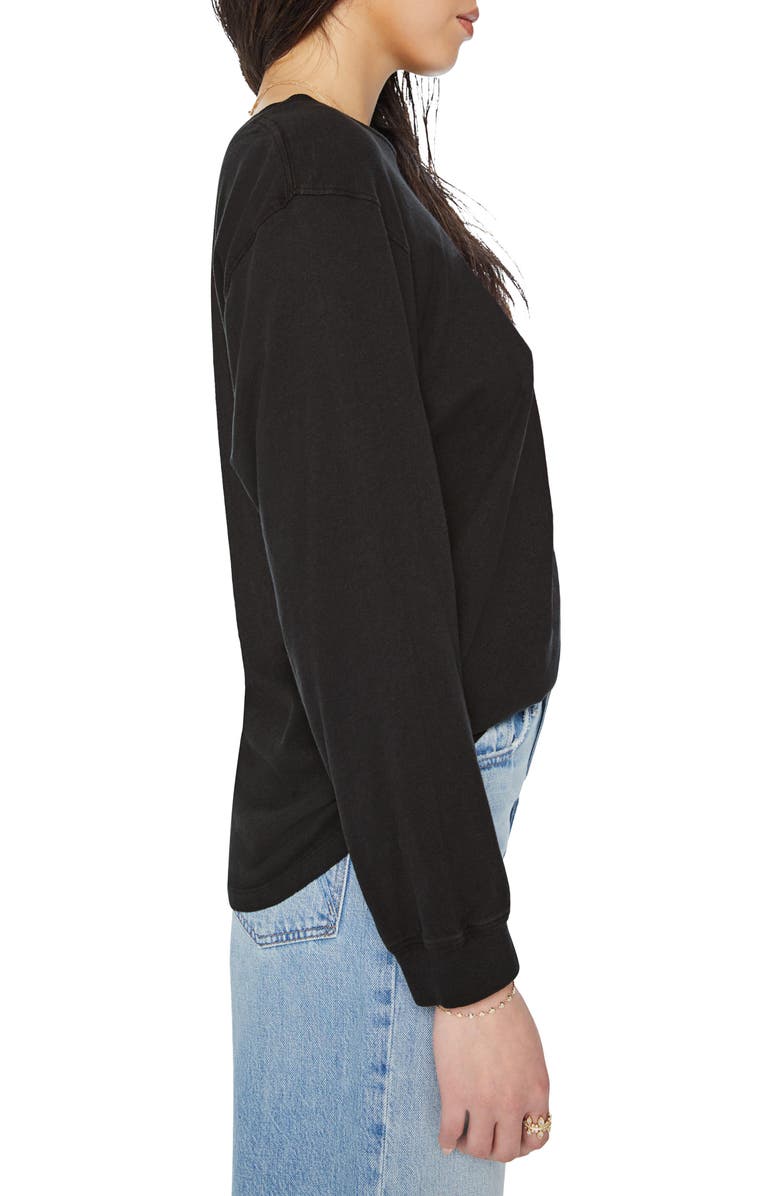 MOTHER The Long Sleeve Rowdy Cotton T-Shirt, Alternate, color, Black