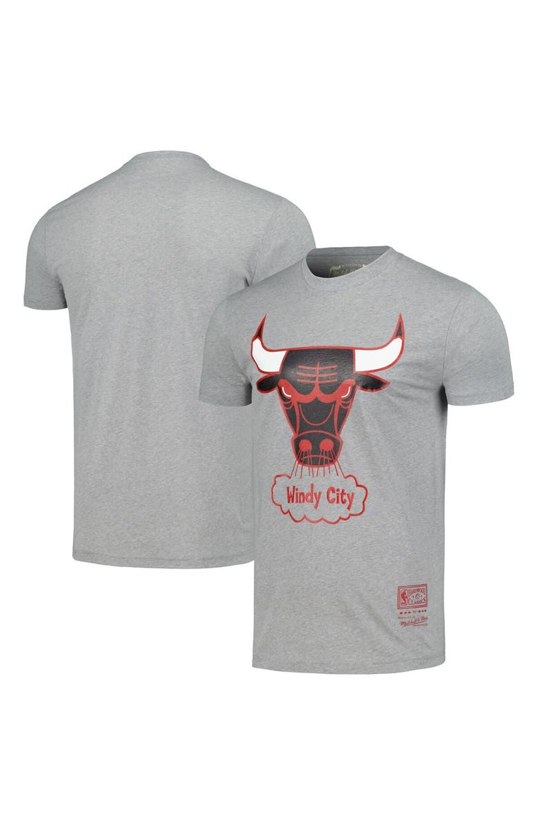 Mitchell & Ness Unisex Mitchell & Ness Gray Chicago Bulls Hardwood Classics MVP Throwback Logo T-Shirt, Main, color, 