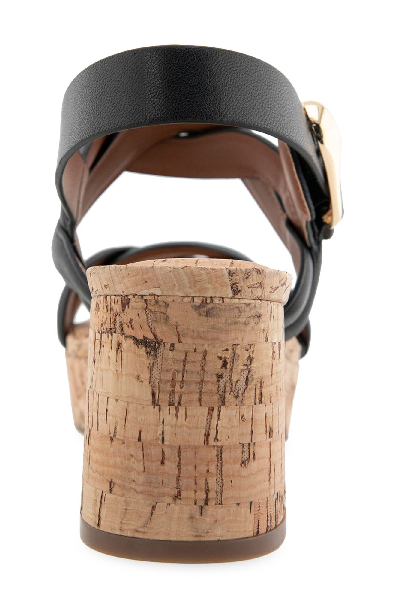 Aerosoles Camea Platform Sandal, Alternate, color, Black Leather/Raffia Heel