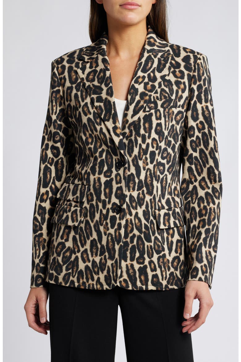 Leopard Print Wool Blend Jacket, Alternate, color, BEIGE MULTI