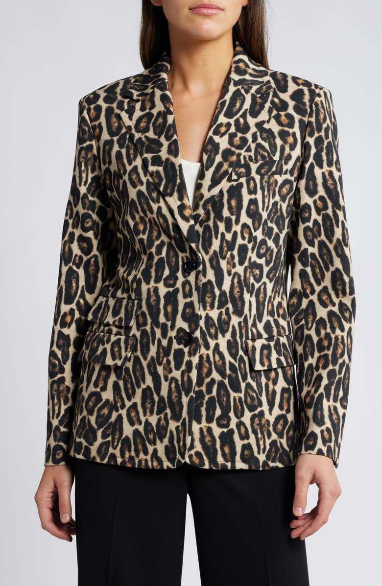 Theory Leopard Print Wool Blend Jacket, Alternate, color, Beige Multi