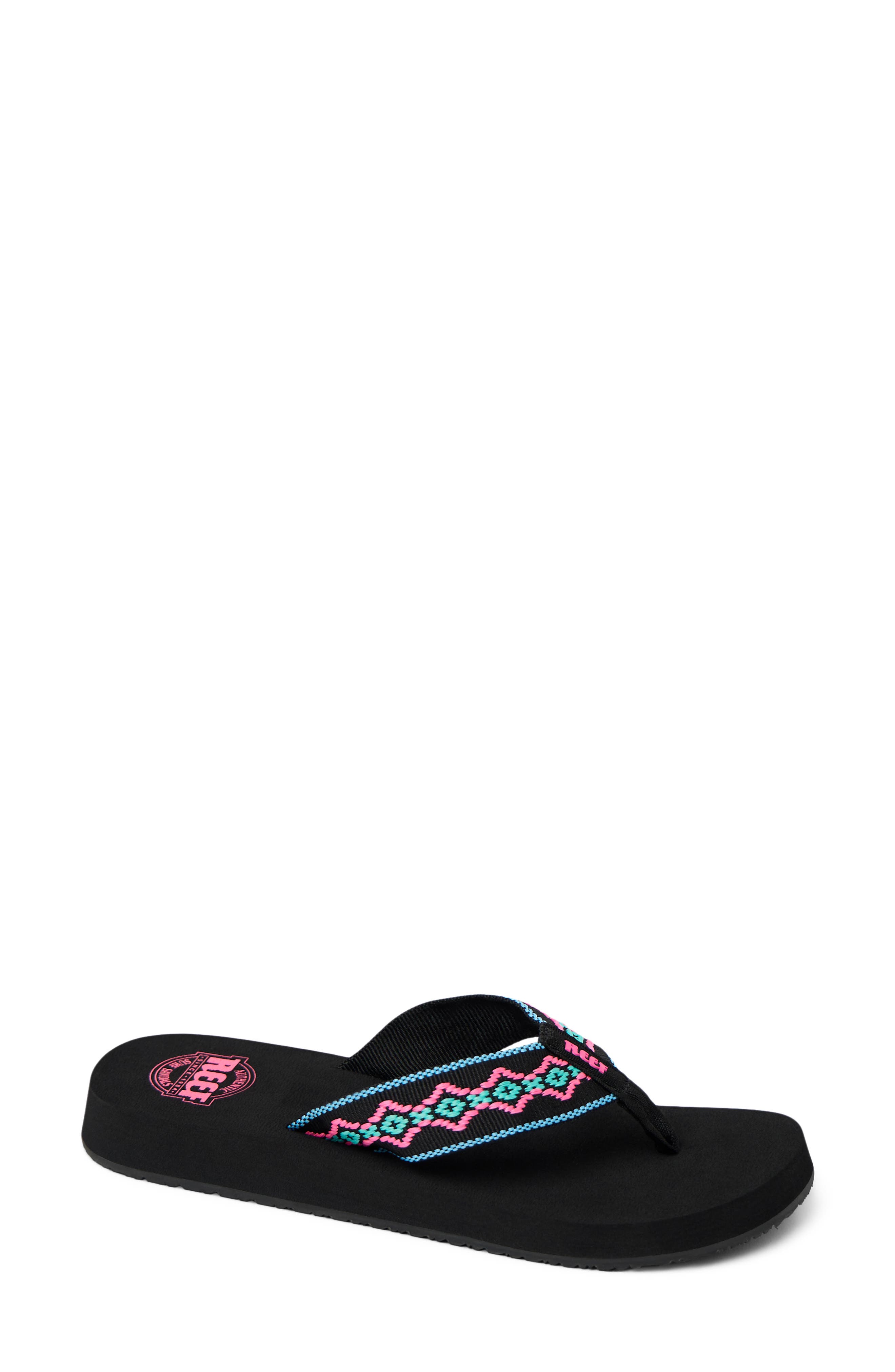 Reef Sandy Flip Flop, Main, color, Black Neon