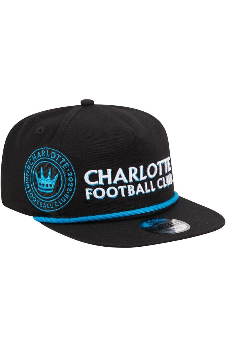 New Era Men's New Era Black Charlotte FC Heritage The Golfer Snapback Hat, Main, color, Black