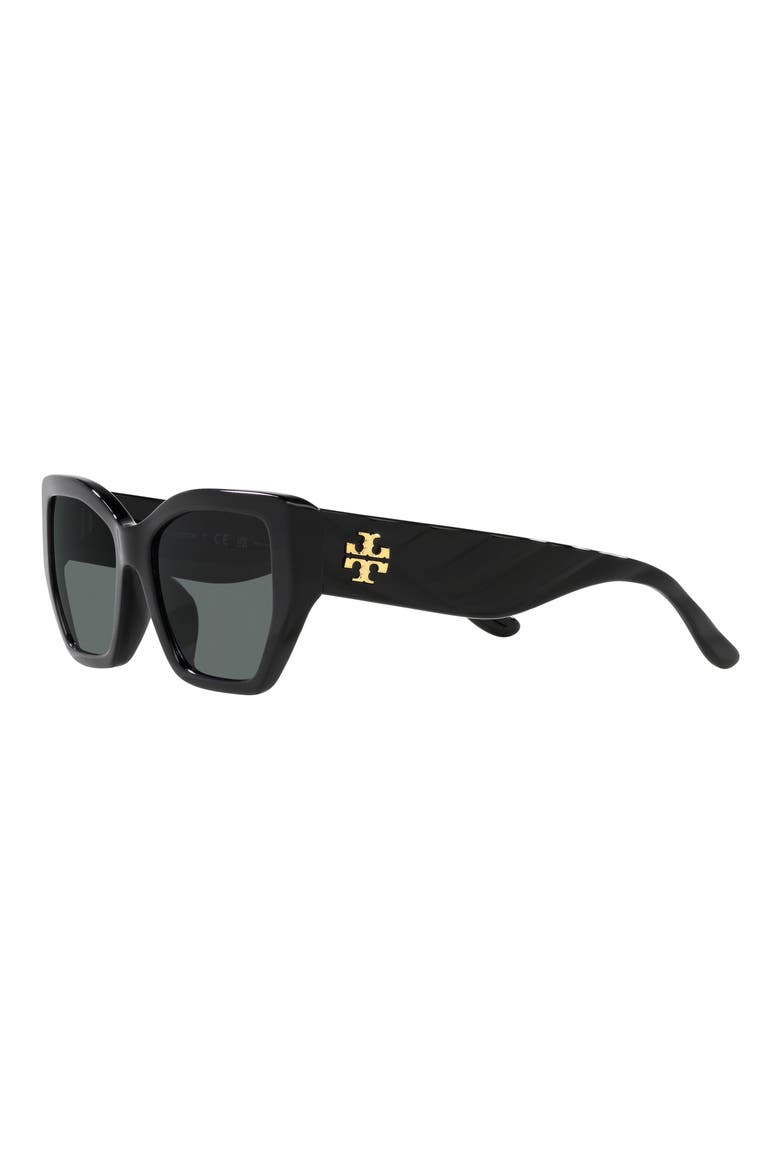 53mm Polarized Rectangular Sunglasses, Alternate, color, BLACK / DARK GREY - POLAR