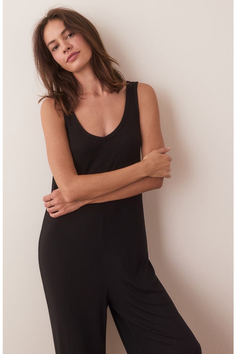 Lexi Rib Lounge Jumpsuit, Alternate, color, BLACK