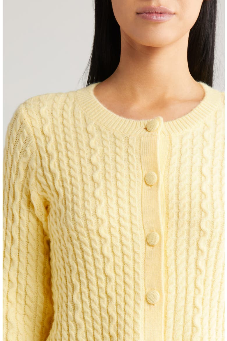 Crop Cable Cardigan, Alternate, color, LEMON