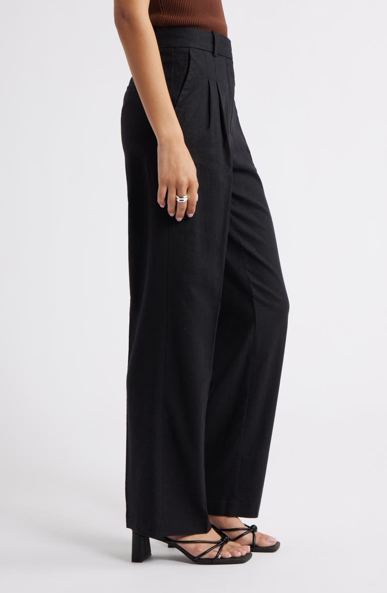 Open Edit Everyday Linen Blend Pants, Alternate, color, Black