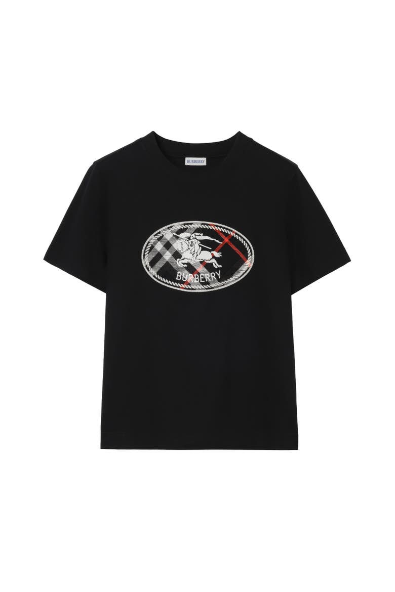 Check Knight Stamp Cotton T-shirt, Alternate, color, Black
