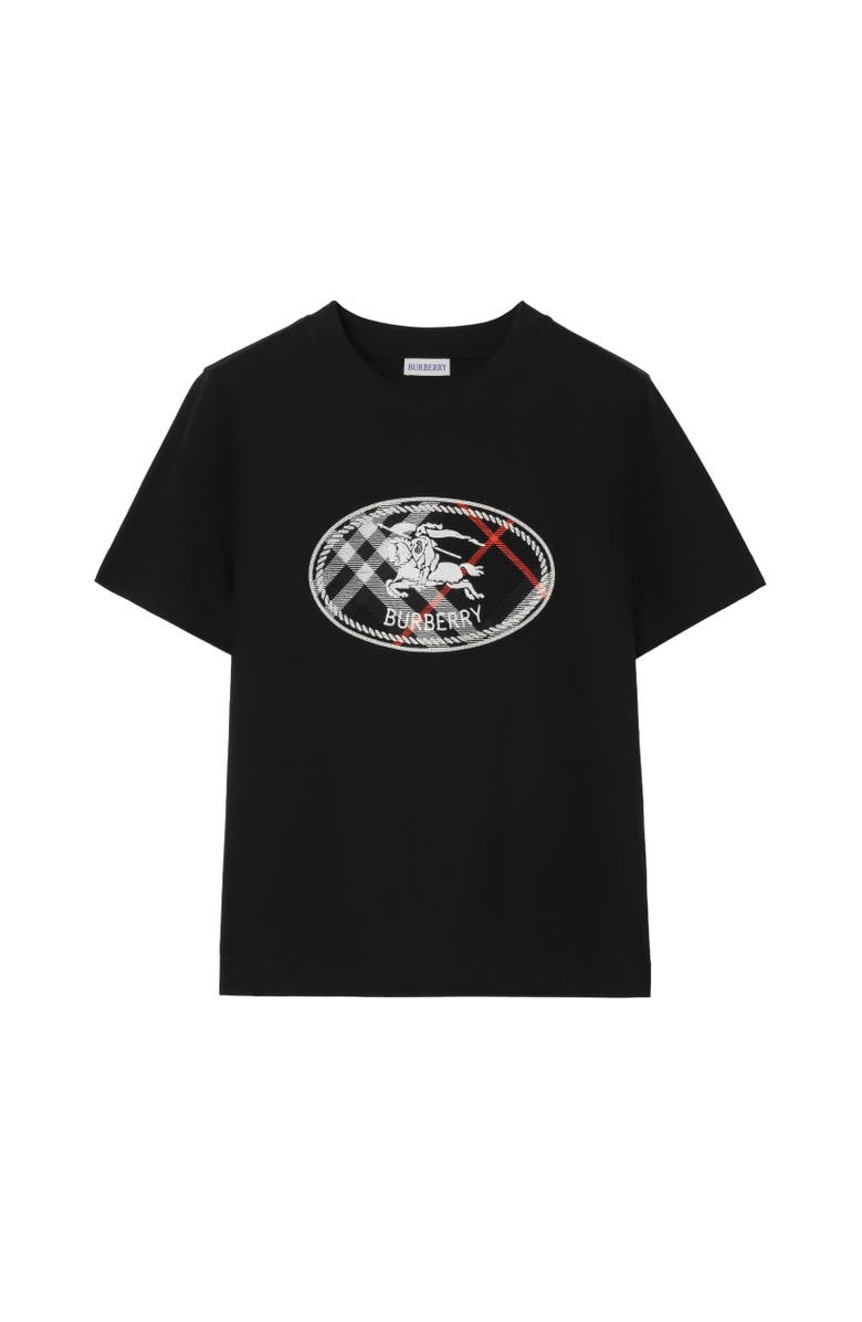 Burberry Check Knight Stamp Cotton T-shirt, Alternate, color, Black