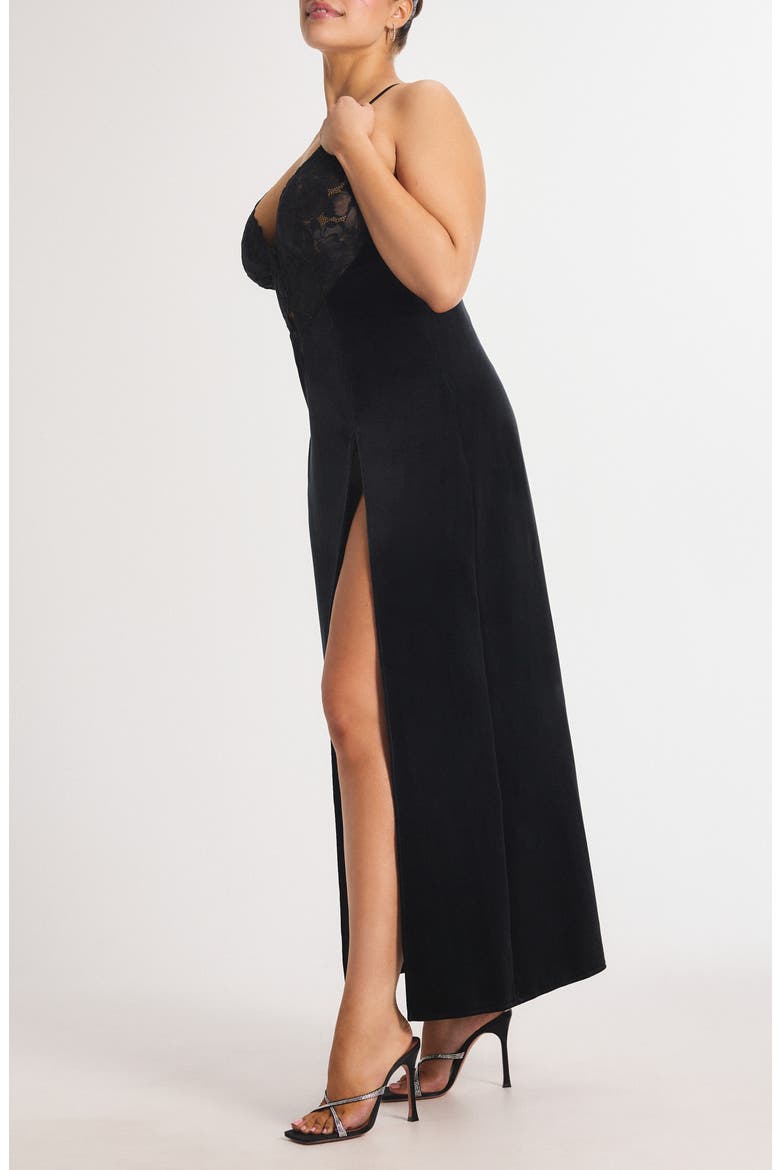 Noir Velvet Maxi Slipdress, Alternate, color, BLACK CAVIAR