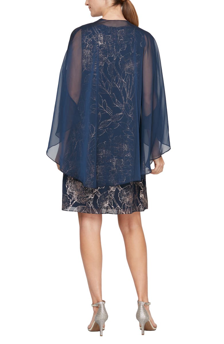 SL FASHIONS Foil Floral Print Sheath Dress, Alternate, color, 