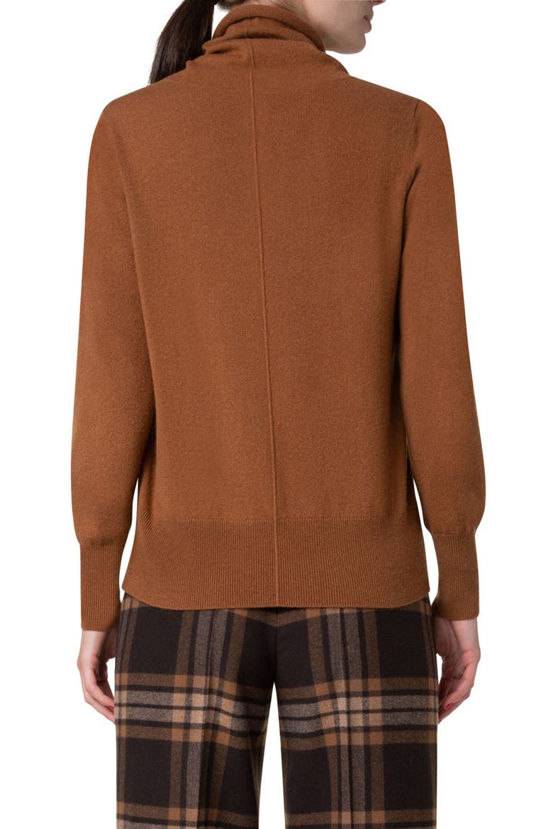 Cowl Turtleneck Cashmere Sweater, Alternate, color, VICUNA