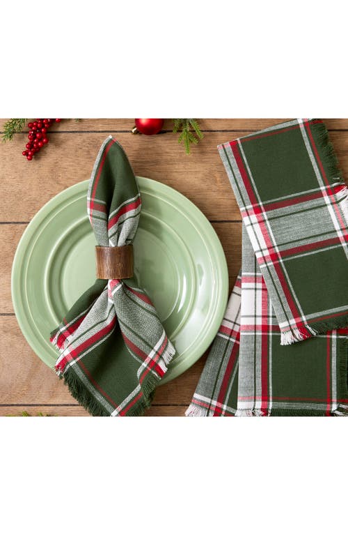 Design Imports Deck The Halls Plaid 4-piece Napkin Set In Green