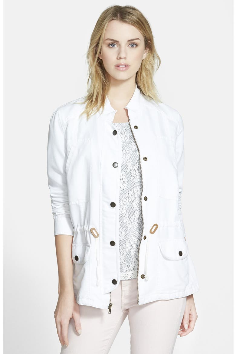 Drapey Military Jacket, Main, color, WASHED WHITE