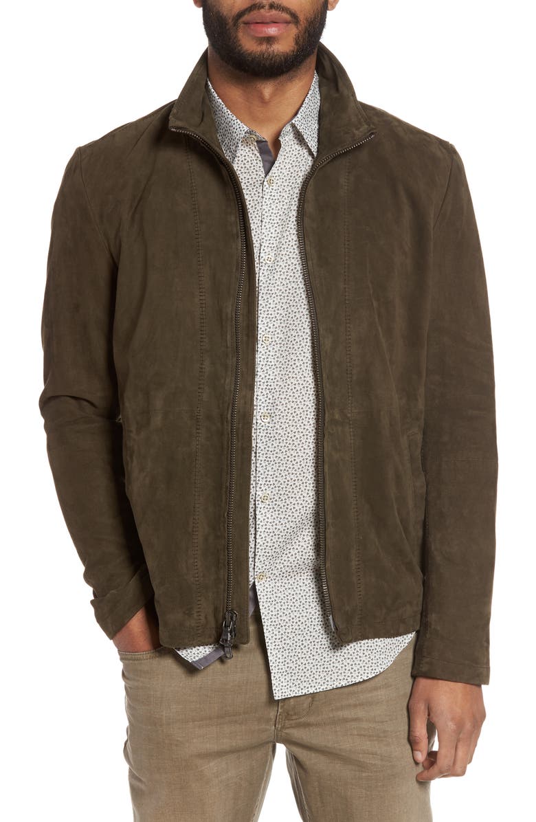 John Varvatos Star USA Zip Front Leather Jacket, Main, color,