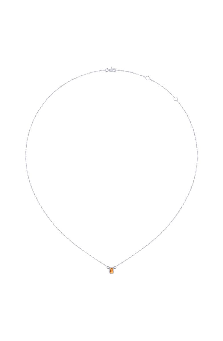LuvMyJewelry Emerald Cut Citrine & Diamond Birthstone Necklace in 14K Gold, Alternate, color,