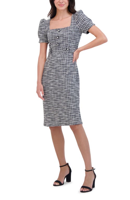 ELIZA J ELIZA J PUFF SLEEVE TWEED SHEATH DRESS