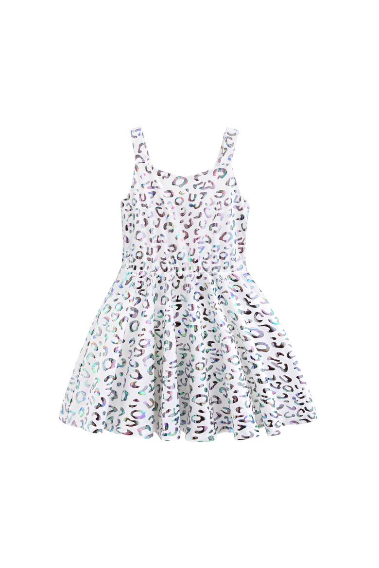 Arlisse Holographic Leopard Dress, Main, color, White