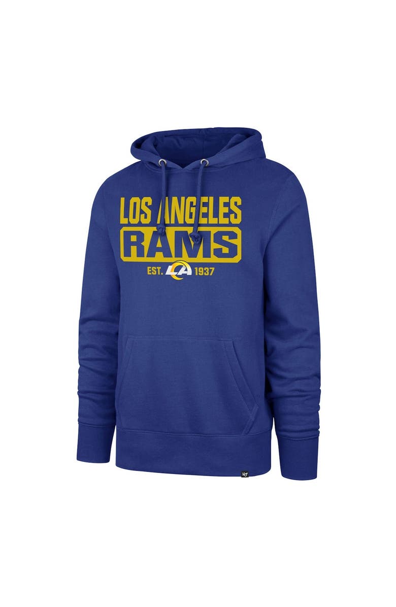 '47 Men's '47 Royal Los Angeles Rams Box Out Headline Pullover Hoodie, Main, color, Royal