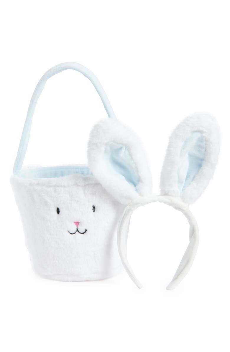 Mud Pie Easter Basket & Light Up Ear Headband Set, Main, color, Blue