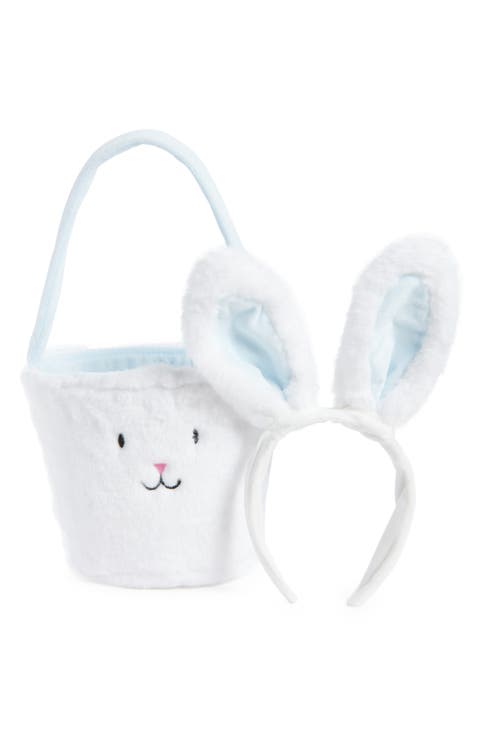 Easter Basket & Light Up Ear Headband Set