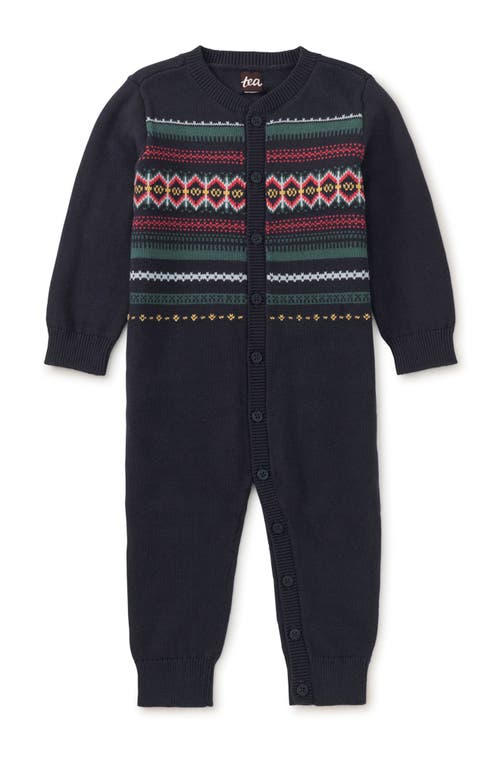 Tea Collection Cozy Fair Isle Baby Romper in Indigo 