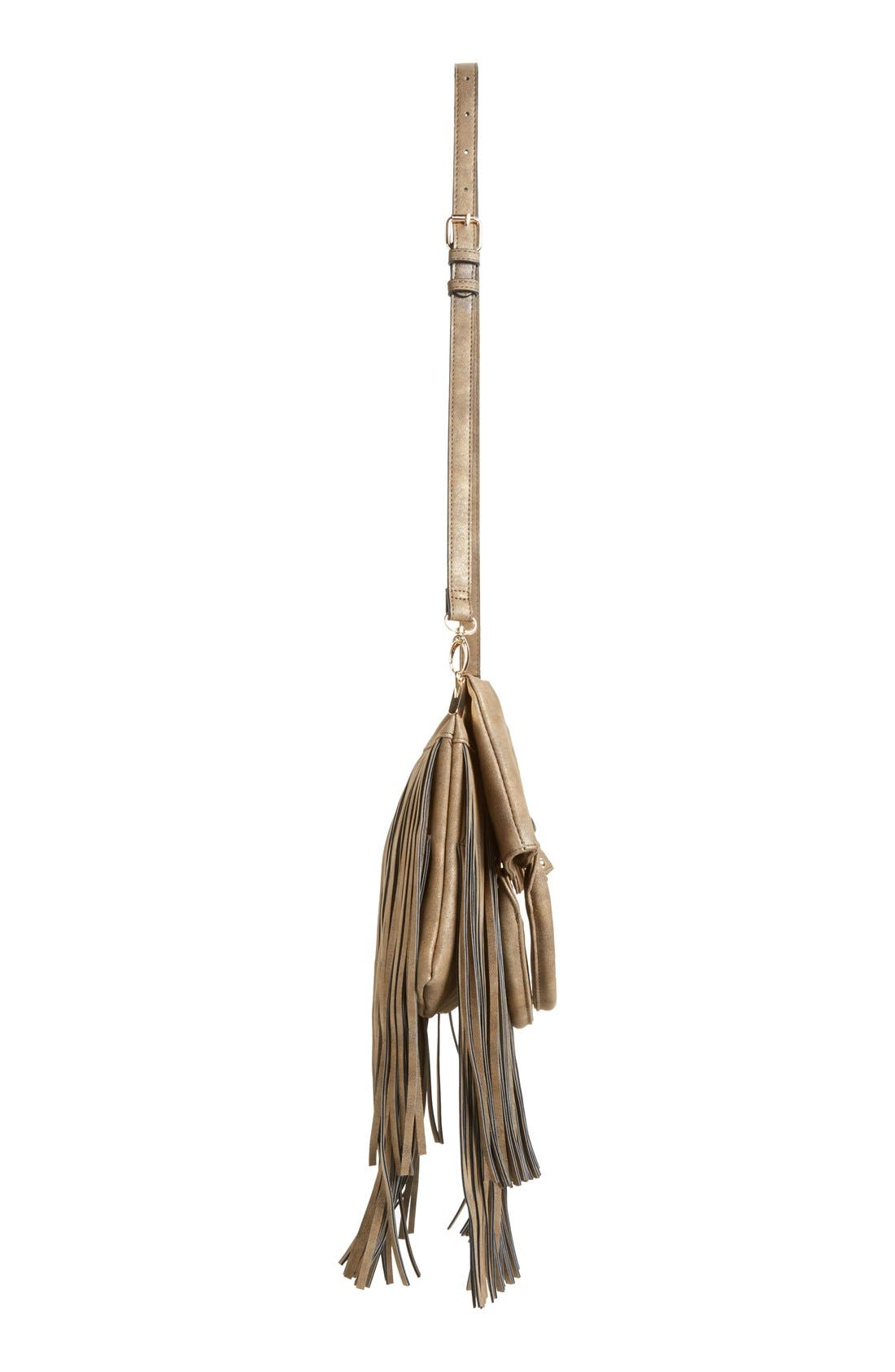 Foldover Fringe Tote, Alternate, color, BRONZE