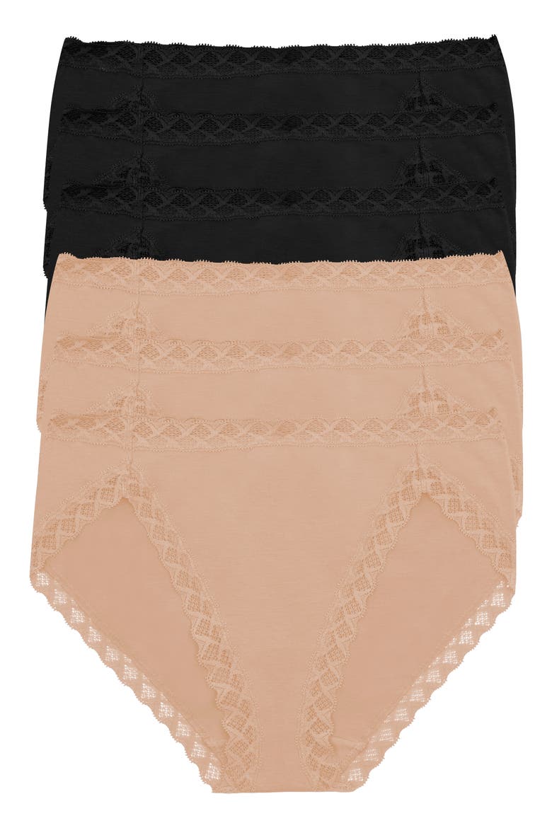 Bliss 6-Pack Cotton French Cut Briefs, Main, color, BLACK/ CAFE