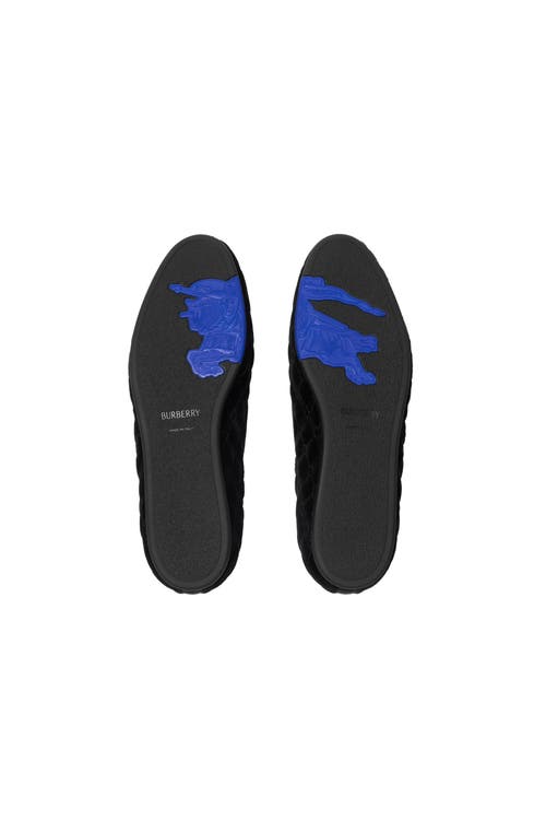 Burberry Quilted Velvet Estate Slippers In Black