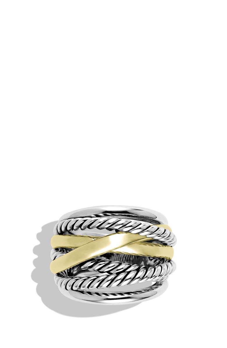 David Yurman Crossover Wide Ring with Gold, Main, color, 