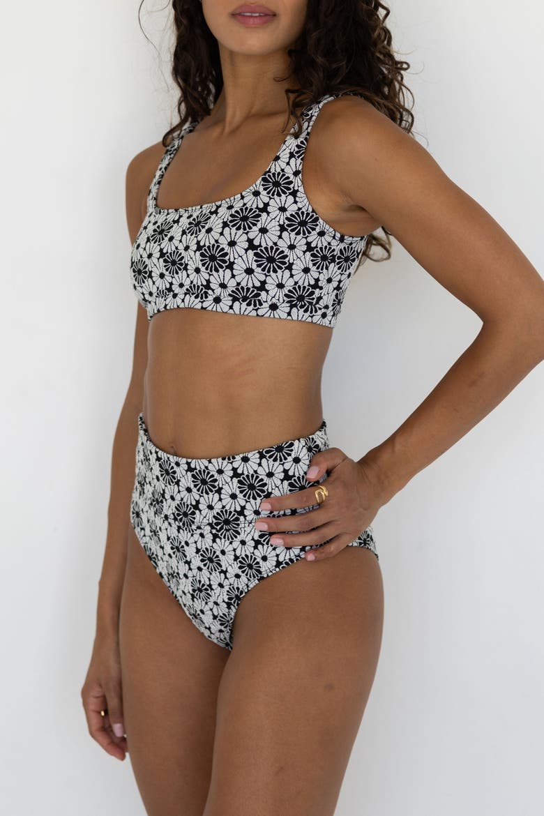 Daisy High Waisted Bikini Bottoms, Alternate, color, Black