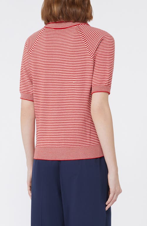 Weekend Max Mara Cotton Stripe Open Polo Shirt In Red