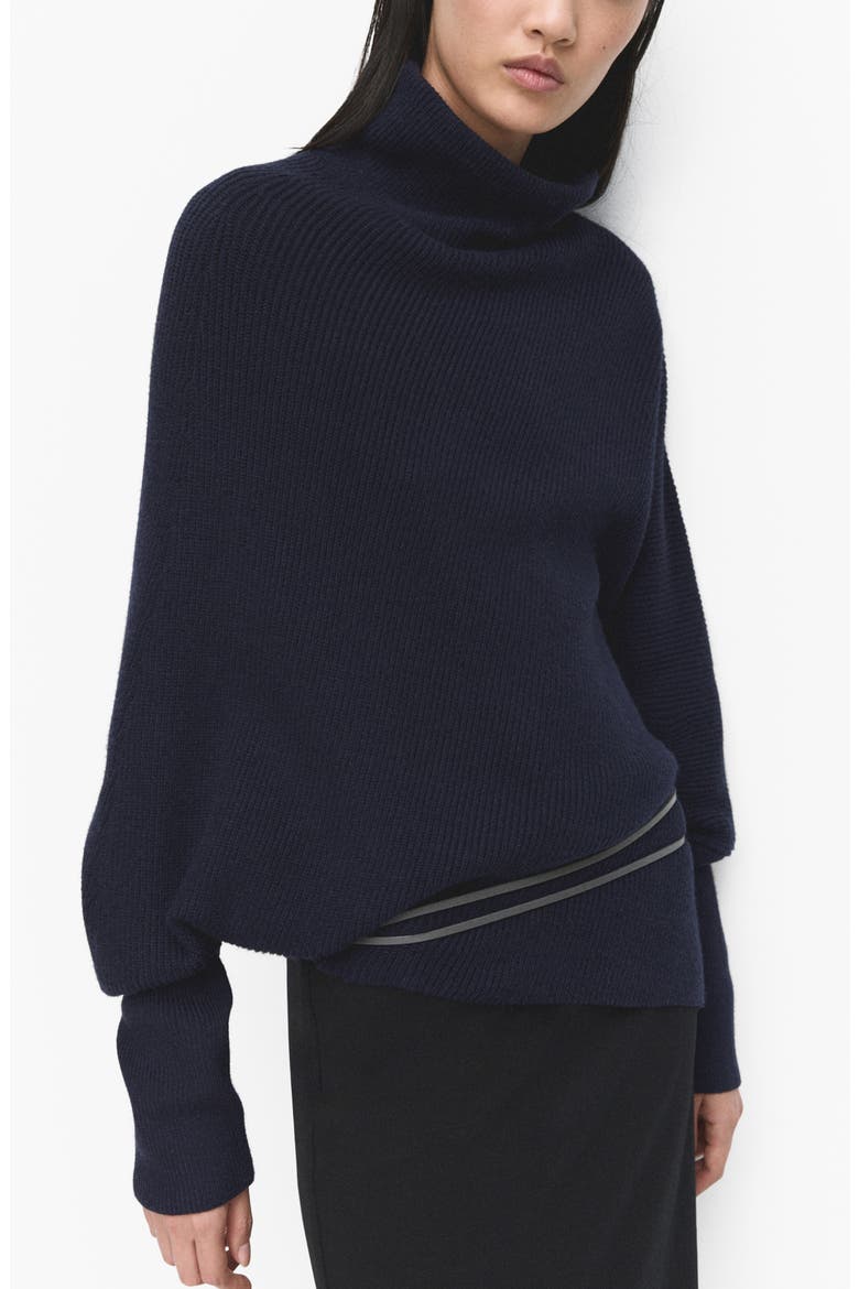 Asymmetric Turtleneck Sweater, Main, color, NAVY