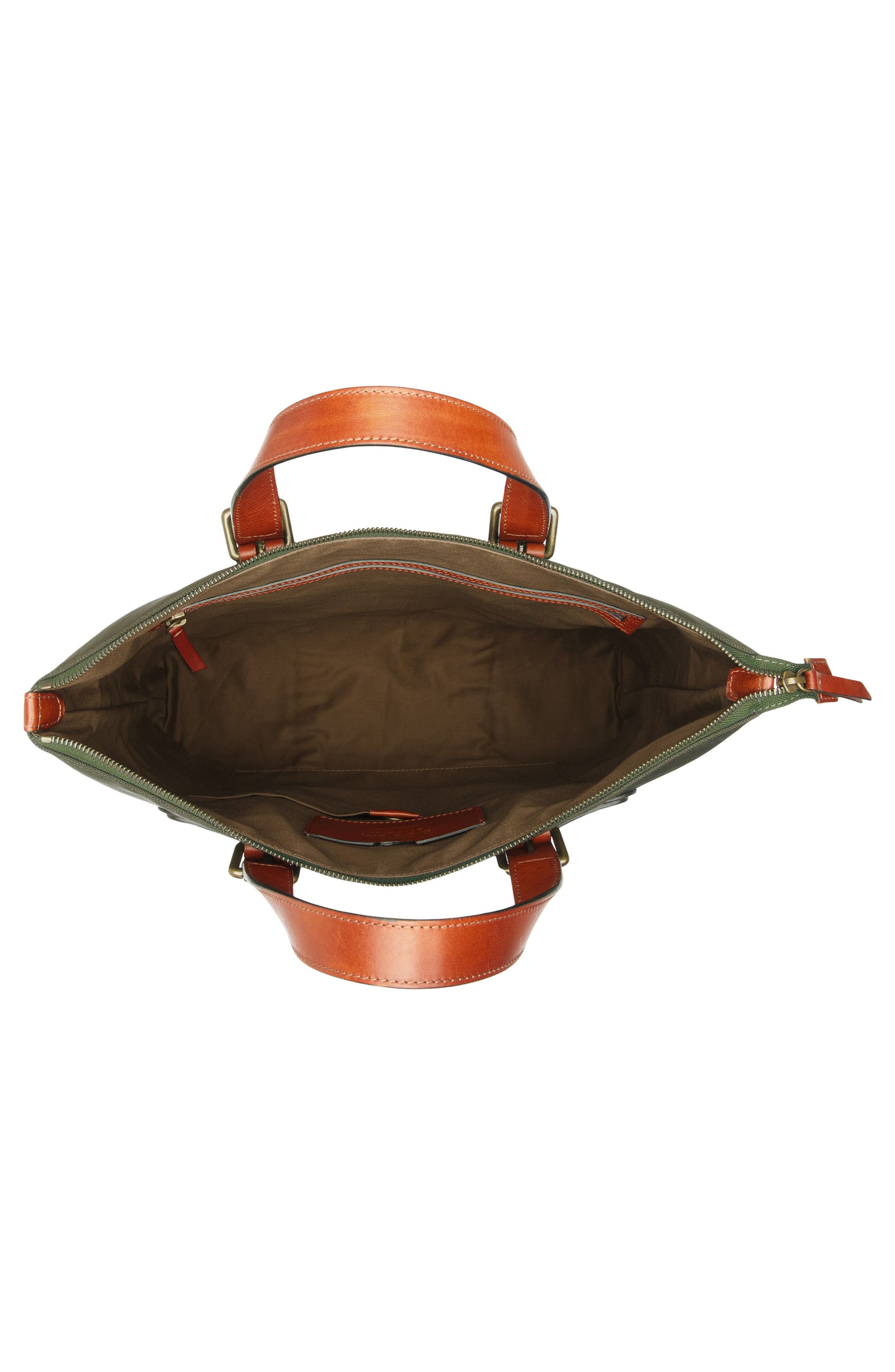 Bosca Arno Slim Recycled Nylon & Leather Tote, Alternate, color, Olive Drab