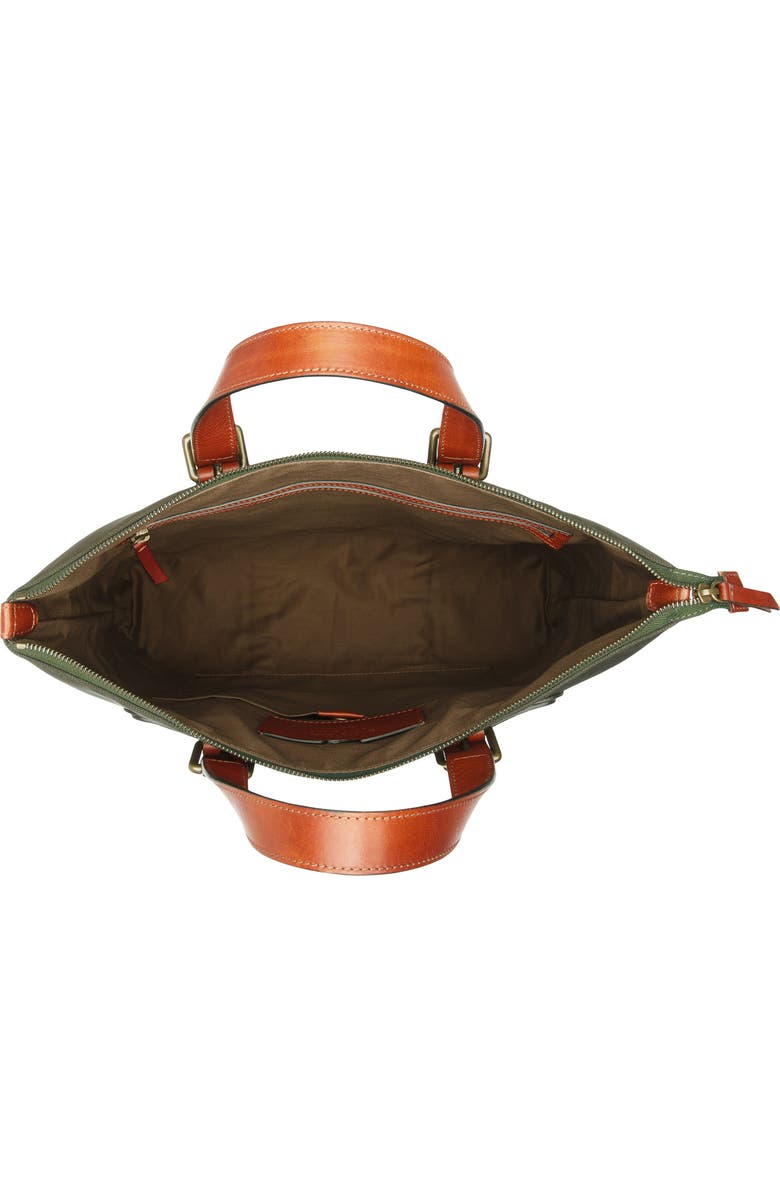 Bosca Arno Slim Recycled Nylon & Leather Tote, Alternate, color, Olive Drab