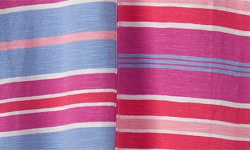 Hatley Kids' Colorblock Stripe Long Sleeve Cotton Dress In Pink