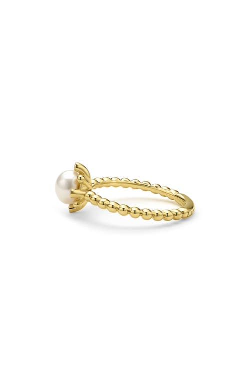 Lagos 18k Yellow Gold Luna Cultured Pearl & Diamond Fleur Ring In Gold