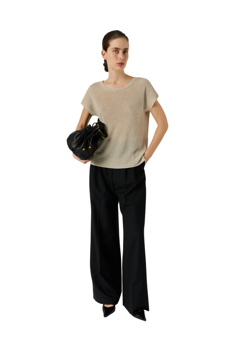 Lixia Short Sleeve Sweater, Alternate, color, Natural