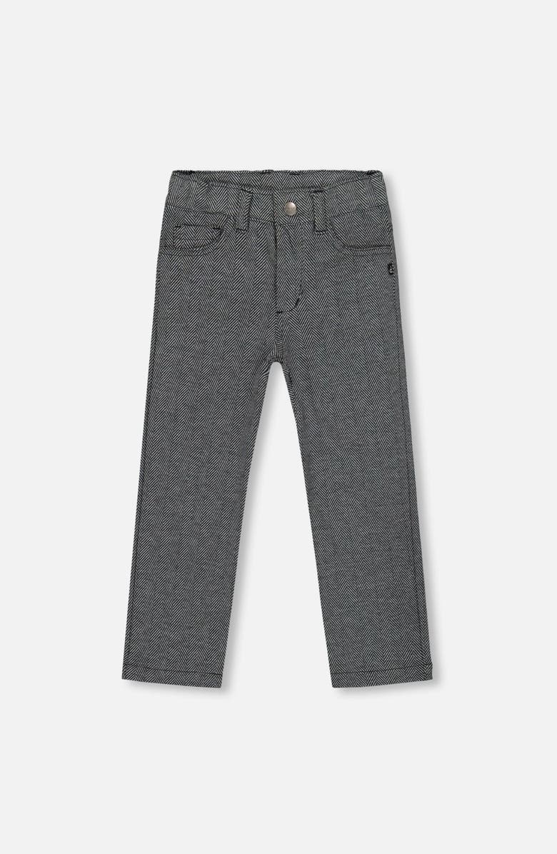 Deux par Deux Stretch Jacquard Pants Herringbone, Main, color, Gray Chevrons