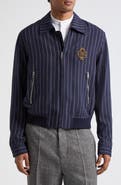 Dolce&Gabbana Pinstripe Embroidered Harrington Jacket