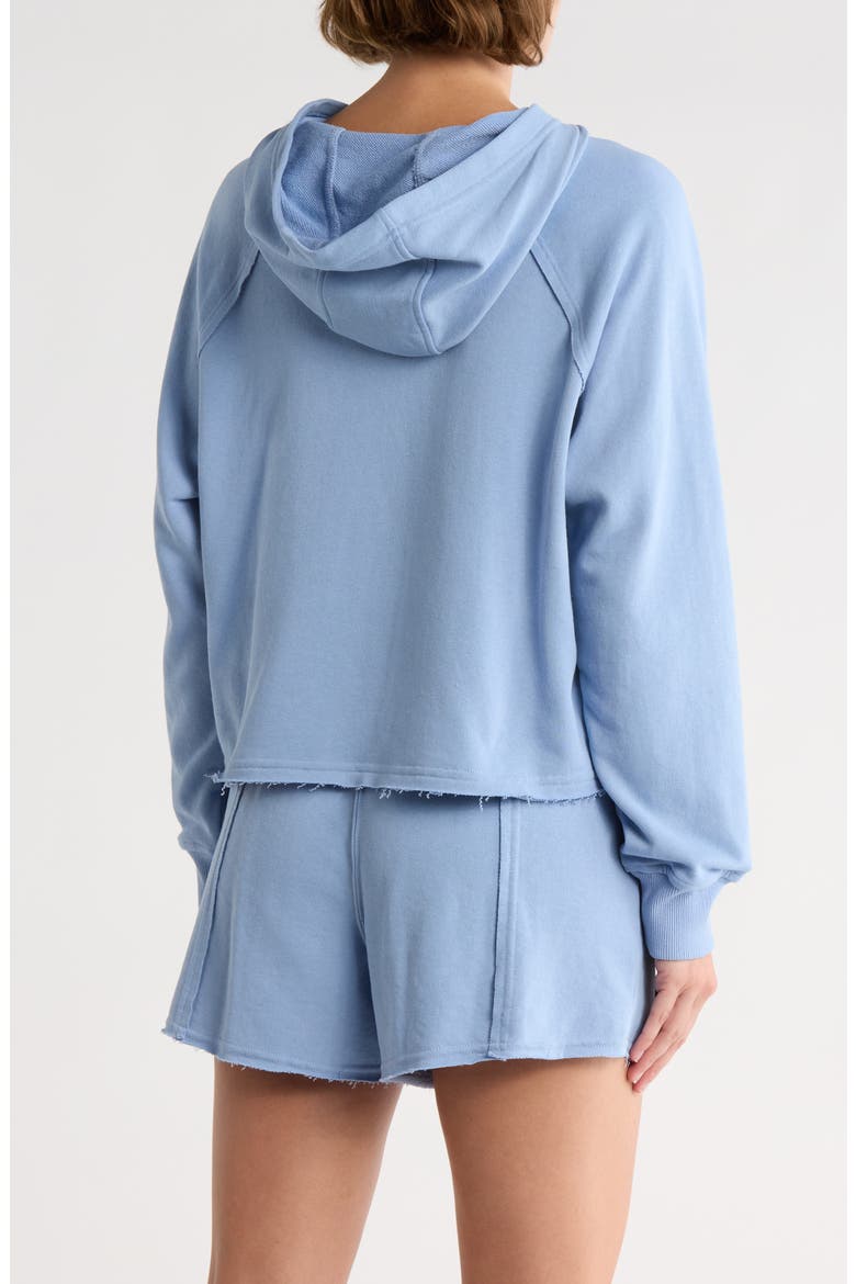 Rise Up French Terry Raw Hem Hoodie, Alternate, color, TIDAL WAVE